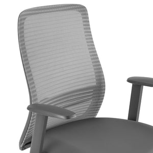 EuroStyle Kasper Midback Office Chair with Breathable Mesh and Molded Foam Seat for Long Days Gray Leatherette 72002-GRY