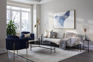 Sunpan Richie Lounge Chair - Modern Comfort with Elegant Design, Perfect for Stylish Living Spaces and Relaxation Antique Brass / Danny Navy