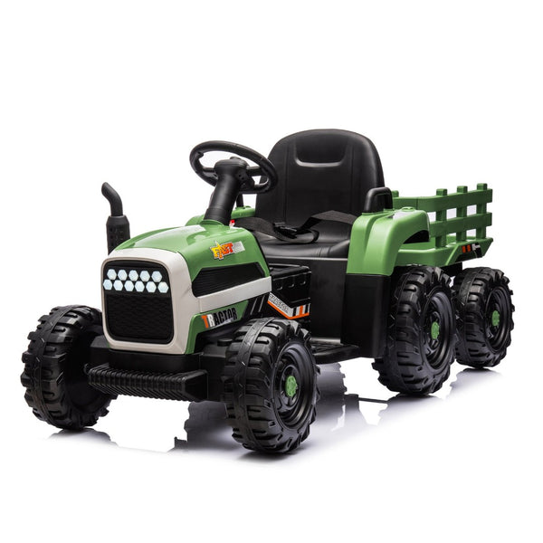 English Elm Ride on Electric Tractor Toy with Trailer 24v 400w Dual Motors Remote Control Led Emerald W1578P193905