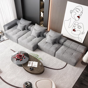 English Elm Modern Oversized Modular Sectional Sofa - Cozy Chenille, 6 Pillows, No Assembly, Flexible Layouts, Grey W1885S00076