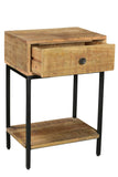 Moti Minerva 1-Drawer and Shelve Side Table Natural Wood on Metal Base  72014005