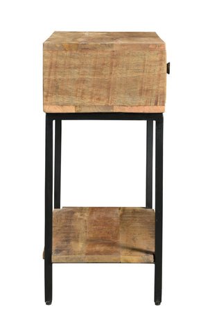 Moti Minerva 1-Drawer and Shelve Side Table Natural Wood on Metal Base  72014005
