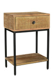 Minerva 1-Drawer and Shelve Side Table Natural Wood on Metal Base