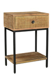 Moti Minerva 1-Drawer and Shelve Side Table Natural Wood on Metal Base  72014005