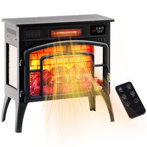 English Elm Homcom 22" Electric Fireplace Stove - Portable Infrared Heater With Realistic Flames & Safety Features W2225P249857