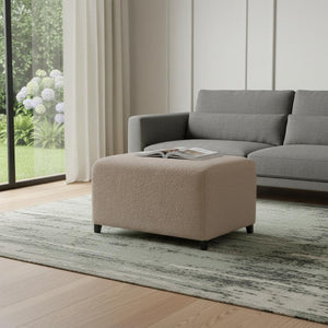 32 Inch Boucle Upholstered Footstool Warm Brown Accent Piece for Any Living Space