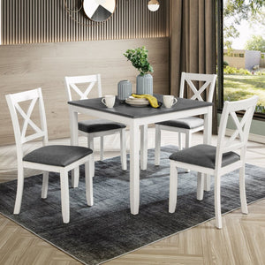 English Elm Dining Chair Set of 4 Rubberwood Frame with Padded Linen Seat for Kitchen Table W1998P238019