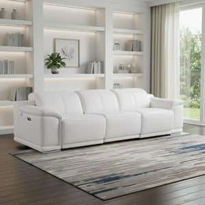 107 Inch Italian Leather Power Reclining Sofa with Usb Charging for Living Room