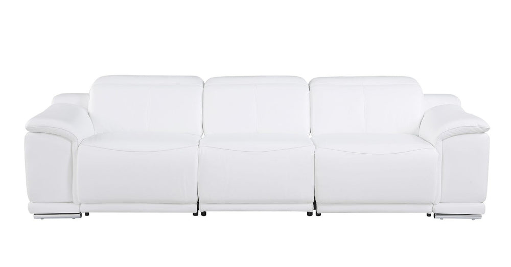 HomeRoots 107 Inch Italian Leather Power Reclining Sofa with Usb Charging for Living Room 720282