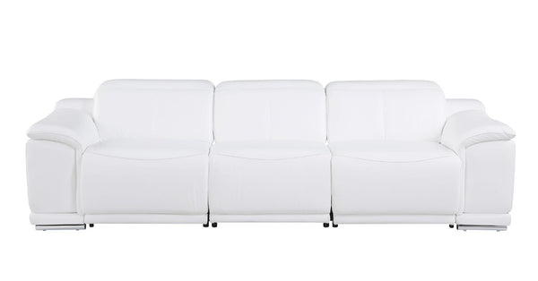 HomeRoots 107 Inch Italian Leather Power Reclining Sofa with Usb Charging for Living Room 720282