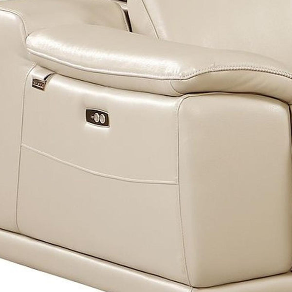 134 Inch Italian Leather Power Reclining Sofa with Usb Charging and Hidden Storage Console