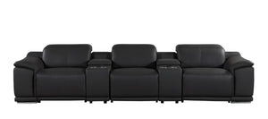 134 Inch Italian Leather Power Reclining Sofa with Usb Charging and Hidden Storage Console