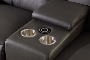 134 Inch Italian Leather Power Reclining Sofa with Usb Charging and Hidden Storage Console