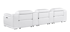 134 Inch Italian Leather Power Reclining Sofa with Usb Charging and Hidden Storage Console