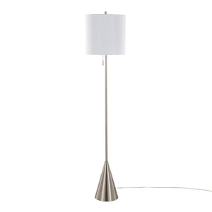 English Elm 64" Brushed Nickel Slim Floor Lamp with Linen Drum Shade for Modern Living Spaces B202P224210