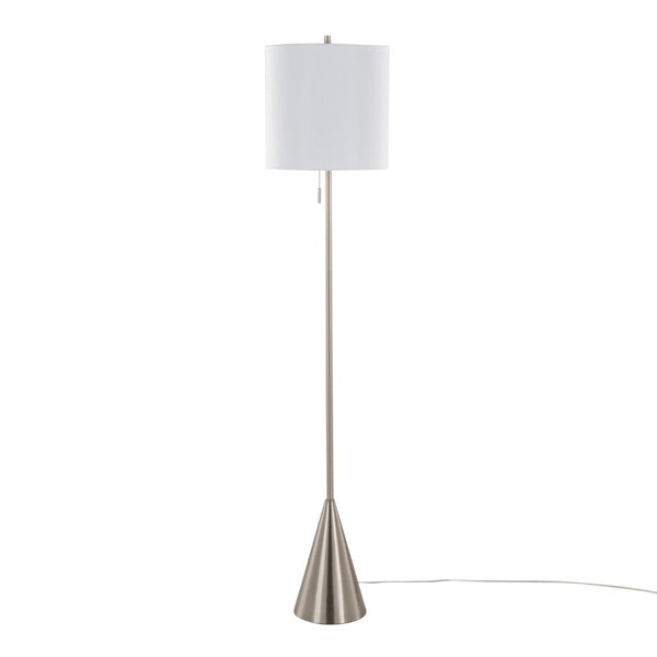 English Elm 64" Brushed Nickel Slim Floor Lamp with Linen Drum Shade for Modern Living Spaces B202P224210
