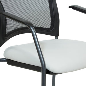 OSP Home Furnishings Progrid Mesh Back Stackable Chair with Titanium Frame for Conference Rooms Snow 86710R-R101