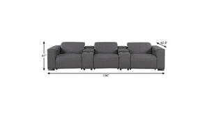 136 Inch Top Grain Leather Power Reclining Sofa with Usb Wireless Charging and Storage