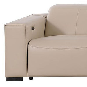 179 Inch Top Grain Leather Reclining Sofa with Usb Charging Ports and Hidden Storage Compartment