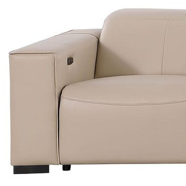 179 Inch Top Grain Leather Reclining Sofa with Usb Charging Ports and Hidden Storage Compartment