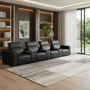 179 Inch Top Grain Leather Reclining Sofa with Usb Charging Ports and Hidden Storage Compartment