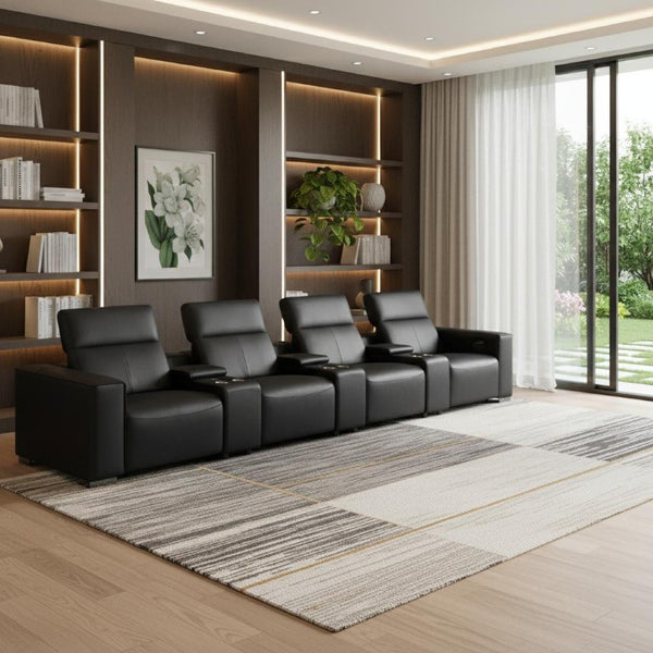 179 Inch Top Grain Leather Reclining Sofa with Usb Charging Ports and Hidden Storage Compartment