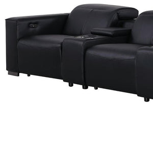 179 Inch Top Grain Leather Reclining Sofa with Usb Charging Ports and Hidden Storage Compartment