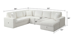 English Elm Grande Modern Sectional Sofa with Sleeper, Built-In Storage & USB Charging — Plush Contemporary Comfort Cream B009S01922