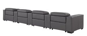 179 Inch Top Grain Leather Reclining Sofa with Usb Charging Ports and Hidden Storage Compartment