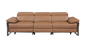 HomeRoots 104 Inch Italian Leather Power Reclining Sofa with Usb Charging Living Room 720337