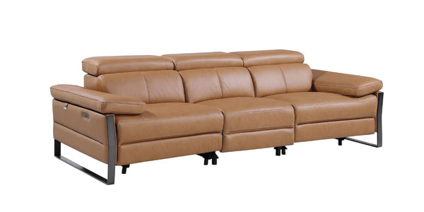 104 Inch Italian Leather Power Reclining Sofa with Usb Charging Living Room