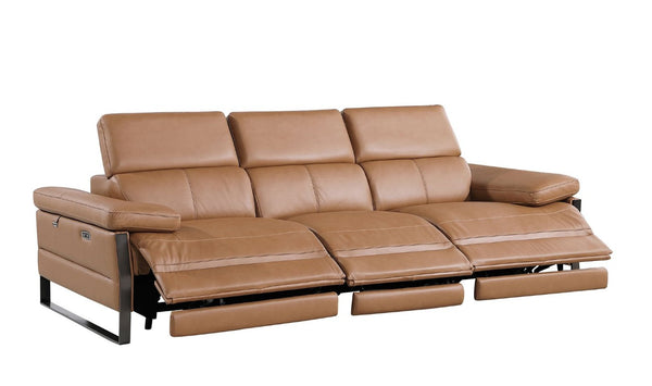 104 Inch Italian Leather Power Reclining Sofa with Usb Charging Living Room
