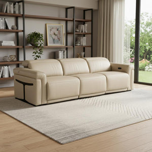 100 Inch Italian Leather Power Reclining Sofa with Usb Charging for Modern Living Rooms