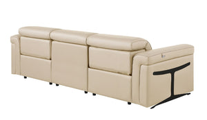 100 Inch Italian Leather Power Reclining Sofa with Usb Charging for Modern Living Rooms