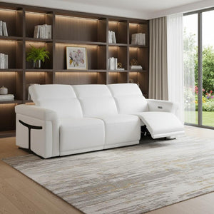 100 Inch Italian Leather Power Reclining Sofa with Usb Charging for Modern Living Rooms