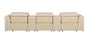 126 Inch Italian Leather Reclining Sofa with Usb Wireless Charging and Hidden Storage Console