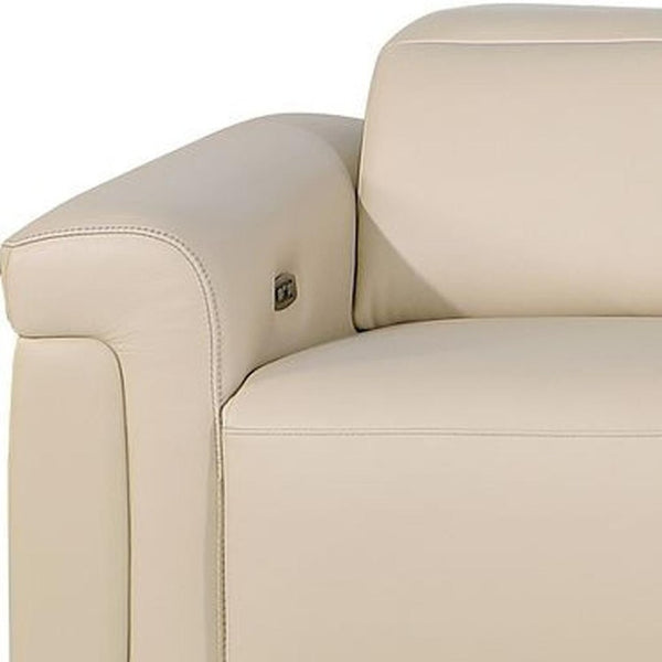 126 Inch Italian Leather Reclining Sofa with Usb Wireless Charging and Hidden Storage Console