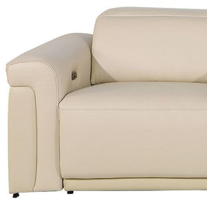 126 Inch Italian Leather Reclining Sofa with Usb Wireless Charging and Hidden Storage Console