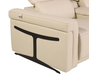 126 Inch Italian Leather Reclining Sofa with Usb Wireless Charging and Hidden Storage Console