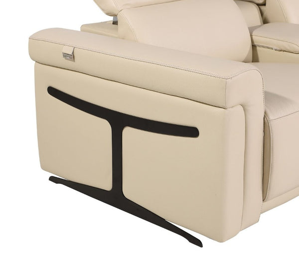 126 Inch Italian Leather Reclining Sofa with Usb Wireless Charging and Hidden Storage Console