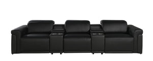 126 Inch Italian Leather Reclining Sofa with Usb Wireless Charging and Hidden Storage Console