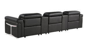 126 Inch Italian Leather Reclining Sofa with Usb Wireless Charging and Hidden Storage Console