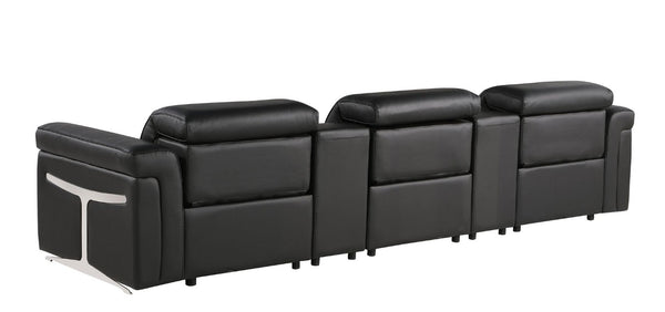 126 Inch Italian Leather Reclining Sofa with Usb Wireless Charging and Hidden Storage Console
