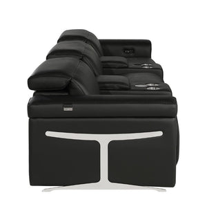 126 Inch Italian Leather Reclining Sofa with Usb Wireless Charging and Hidden Storage Console