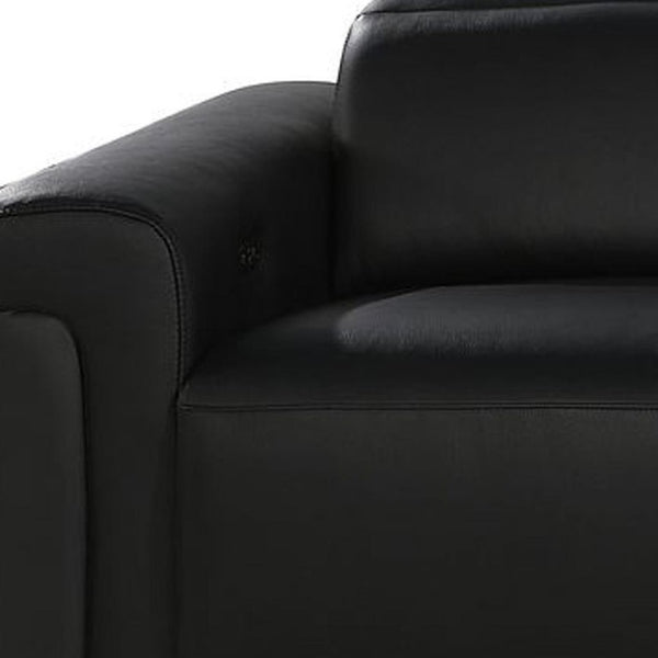 126 Inch Italian Leather Reclining Sofa with Usb Wireless Charging and Hidden Storage Console