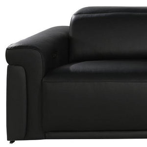 126 Inch Italian Leather Reclining Sofa with Usb Wireless Charging and Hidden Storage Console
