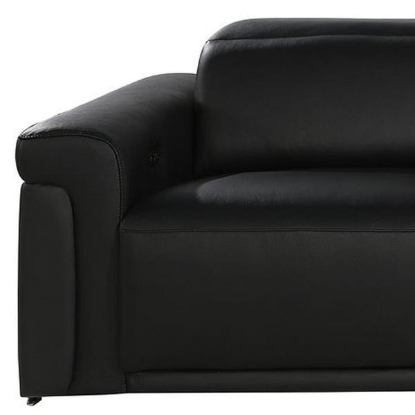 126 Inch Italian Leather Reclining Sofa with Usb Wireless Charging and Hidden Storage Console