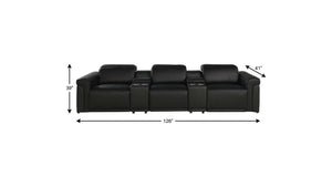 126 Inch Italian Leather Reclining Sofa with Usb Wireless Charging and Hidden Storage Console