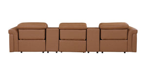 126 Inch Italian Leather Power Reclining Sofa with Usb Charging and Hidden Storage