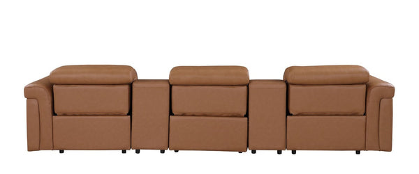 126 Inch Italian Leather Power Reclining Sofa with Usb Charging and Hidden Storage